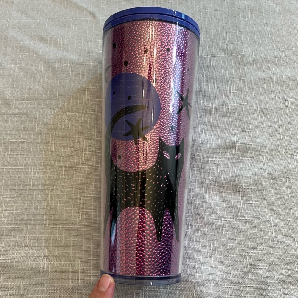 STARBUCKS Black Cat Halloween Tumbler, No Straw, Venti 24oz.